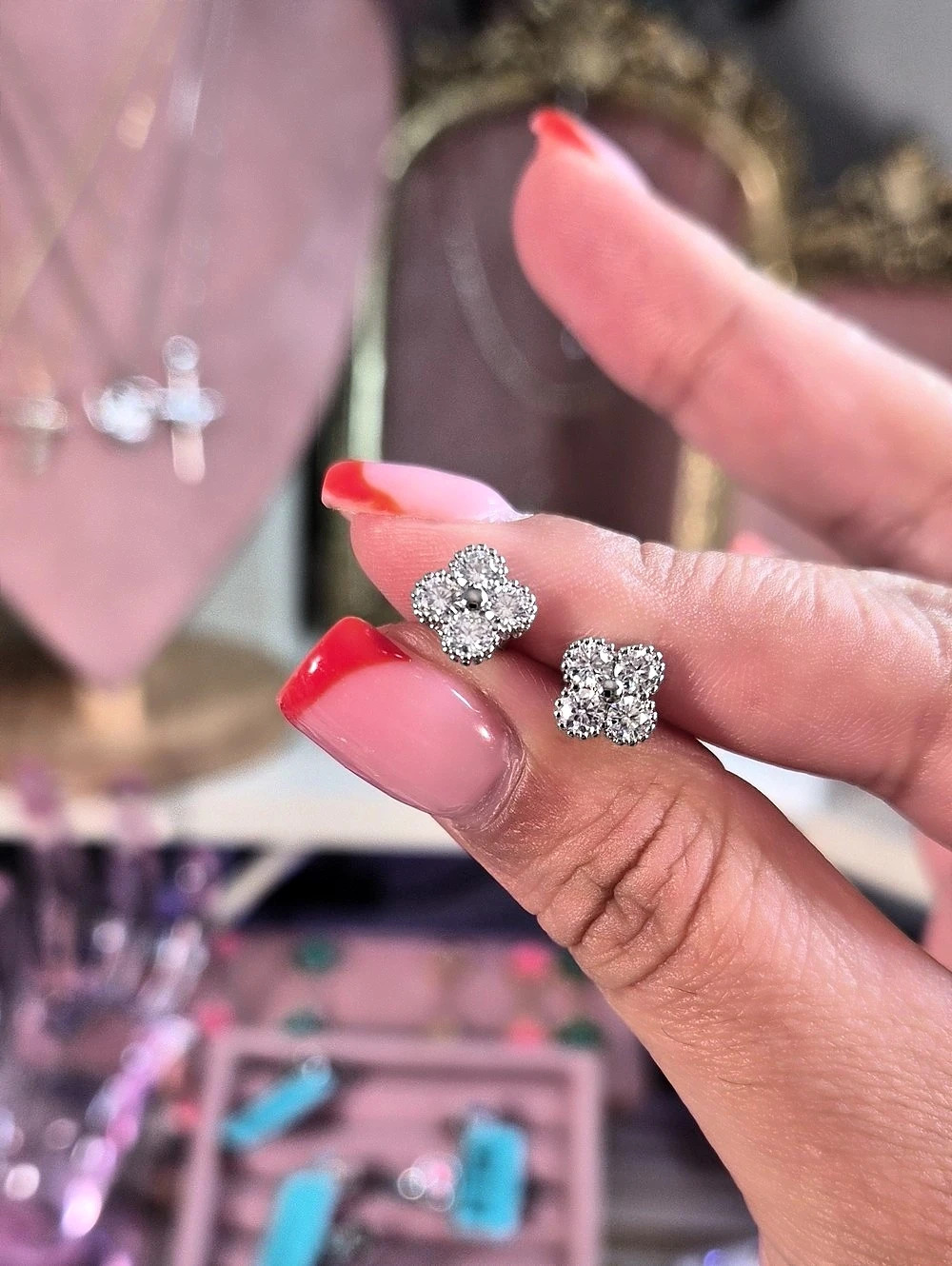 1ct 925 Moissanite Flower Earrings